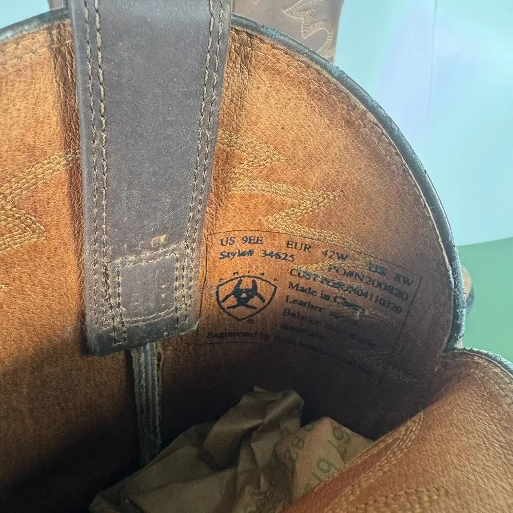 Ariat Sedona Brown Leather Cowboy BOOTS style #34625 Mens Size 9EE